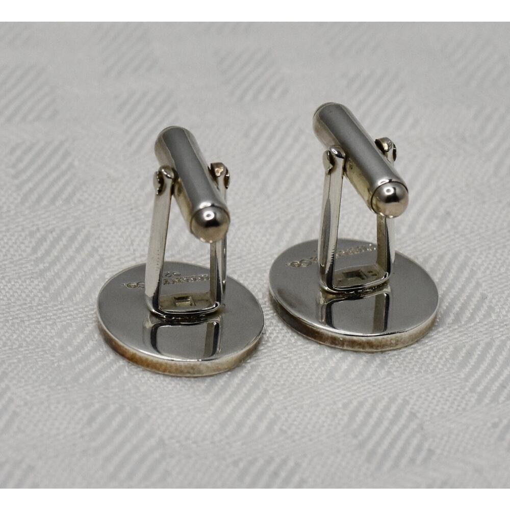 Tiffany & Co Oval 925 Sterling Silver Engine-turned Monogram "MOE" Cufflinks - Picture 6 of 7